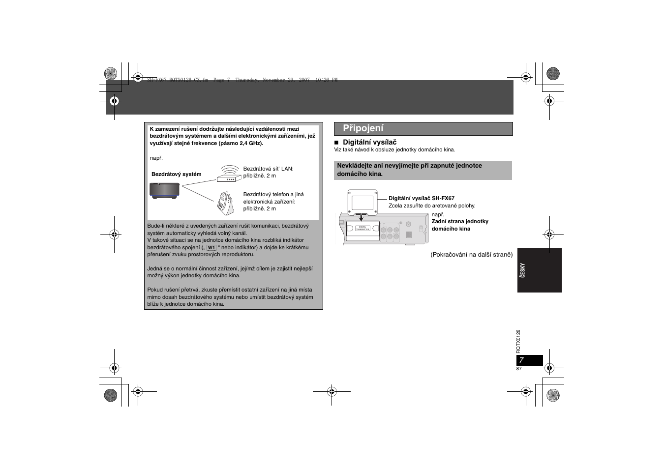 Připojení | Panasonic SHFX67EK User Manual | Page 87 / 96