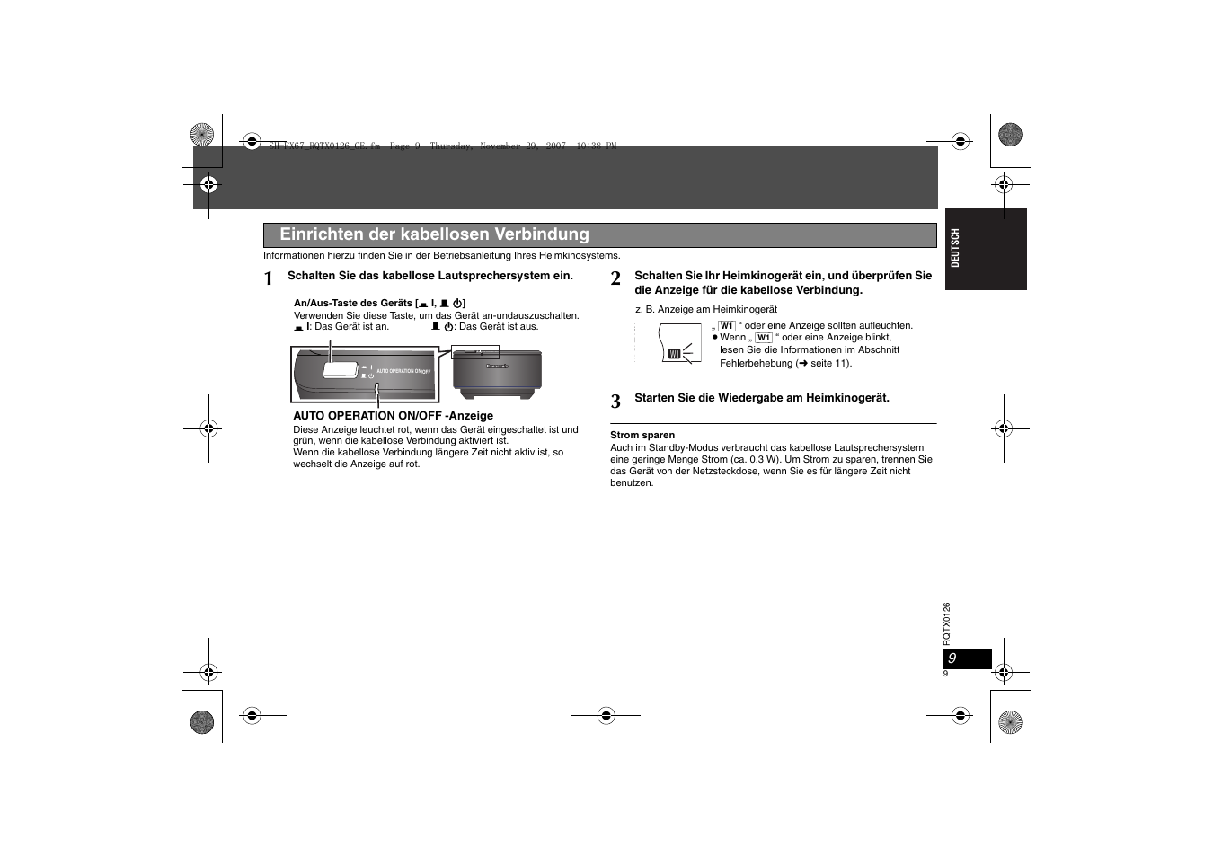 Einrichten der kabellosen verbindung | Panasonic SHFX67EK User Manual | Page 9 / 96