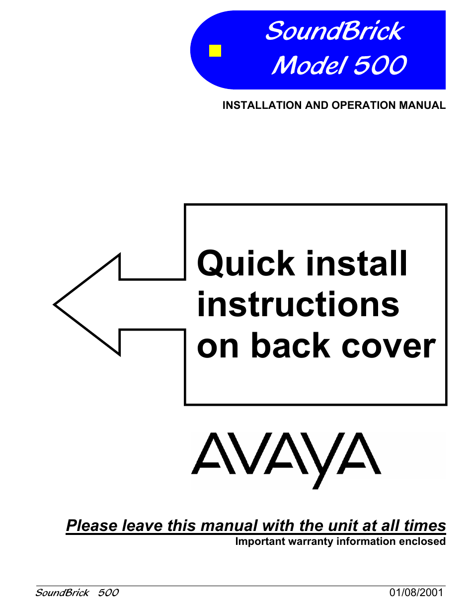 Avaya SoundBrick 500 User Manual | 18 pages