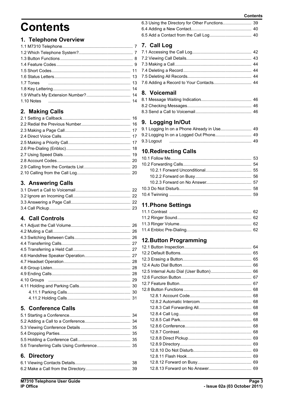 Avaya M7310 User Manual | Page 3 / 84