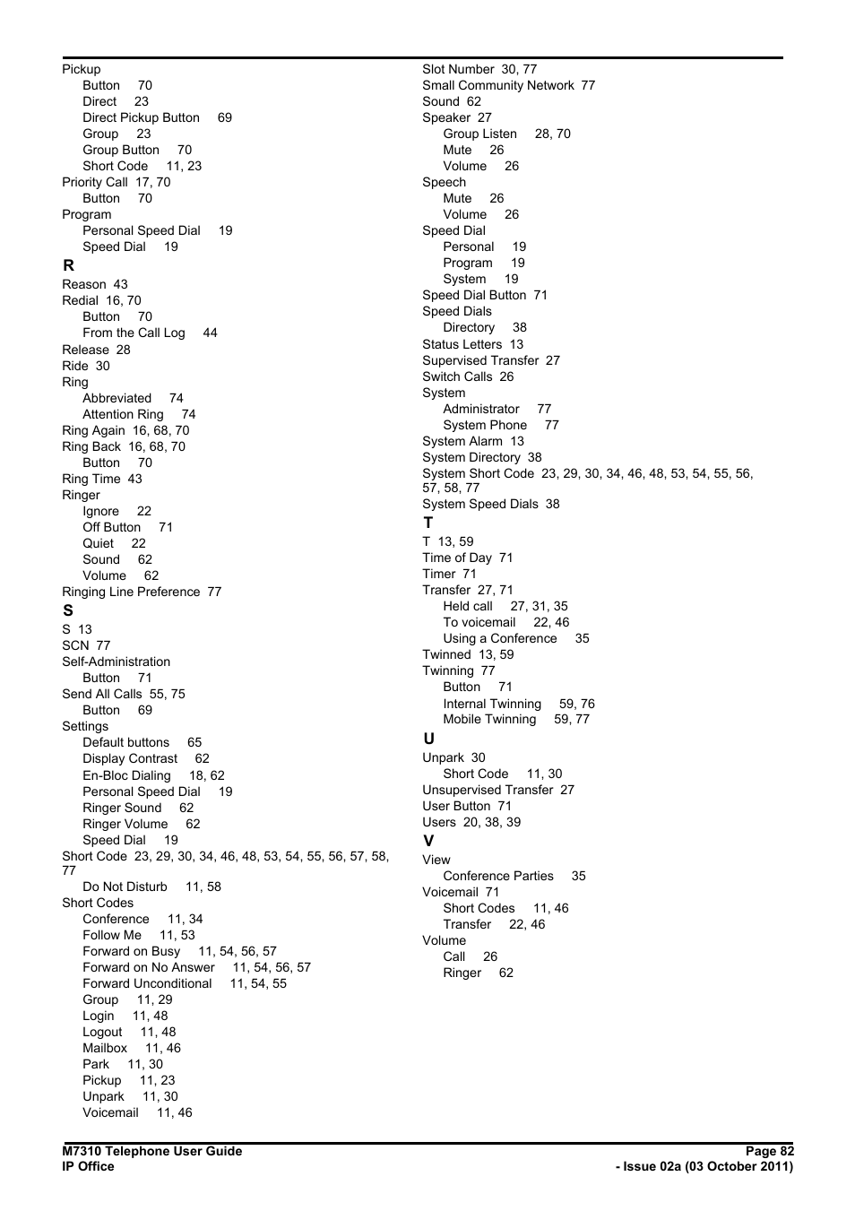 Avaya M7310 User Manual | Page 82 / 84