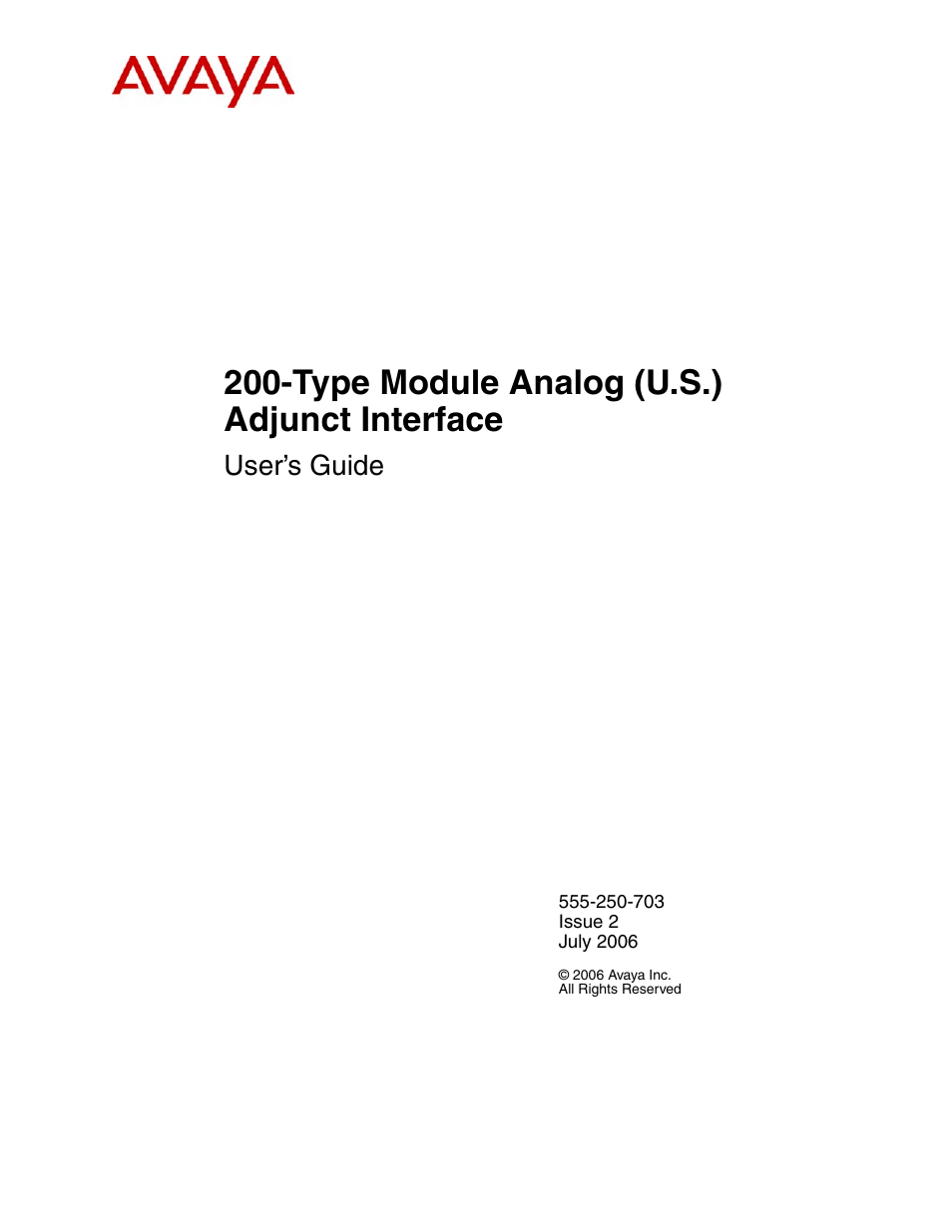Avaya 200-Type Module Analog User Manual | 5 pages