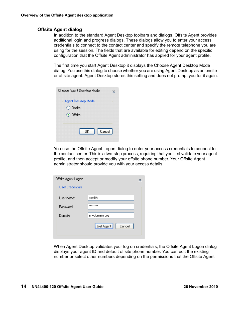 Offsite agent dialog, Offsite agent dialog 14 | Avaya NN44400-120 User Manual | Page 14 / 48