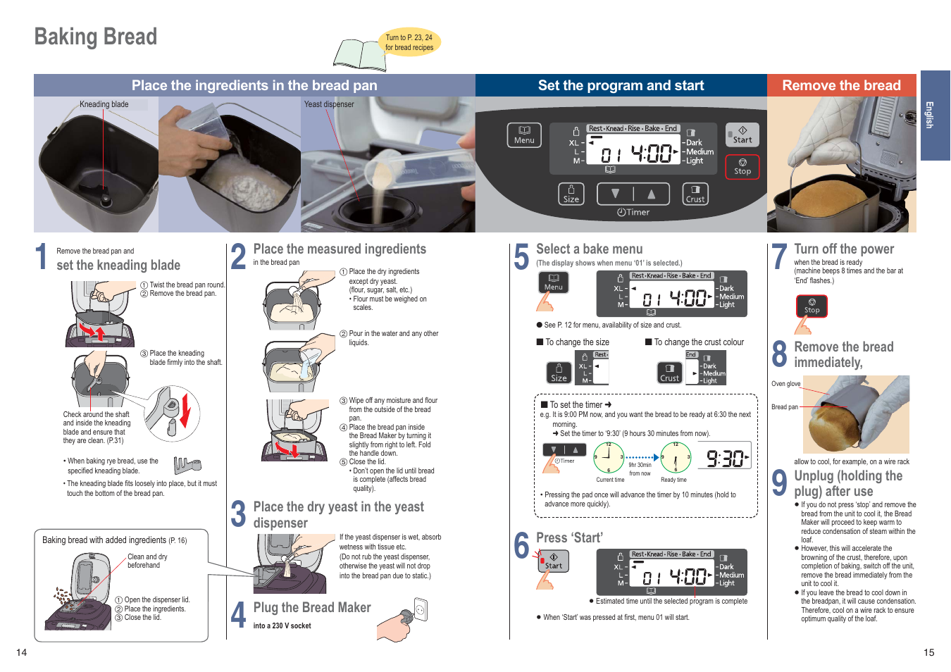 Baking bread | Panasonic SDZB2502BXE User Manual | Page 8 / 100