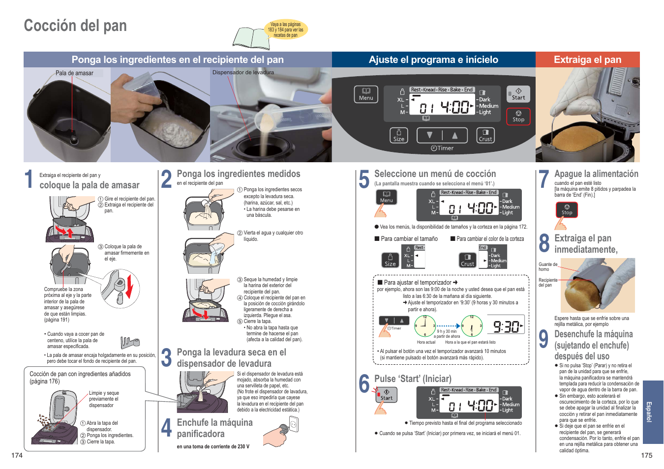 Cocción del pan | Panasonic SDZB2502BXE User Manual | Page 88 / 100