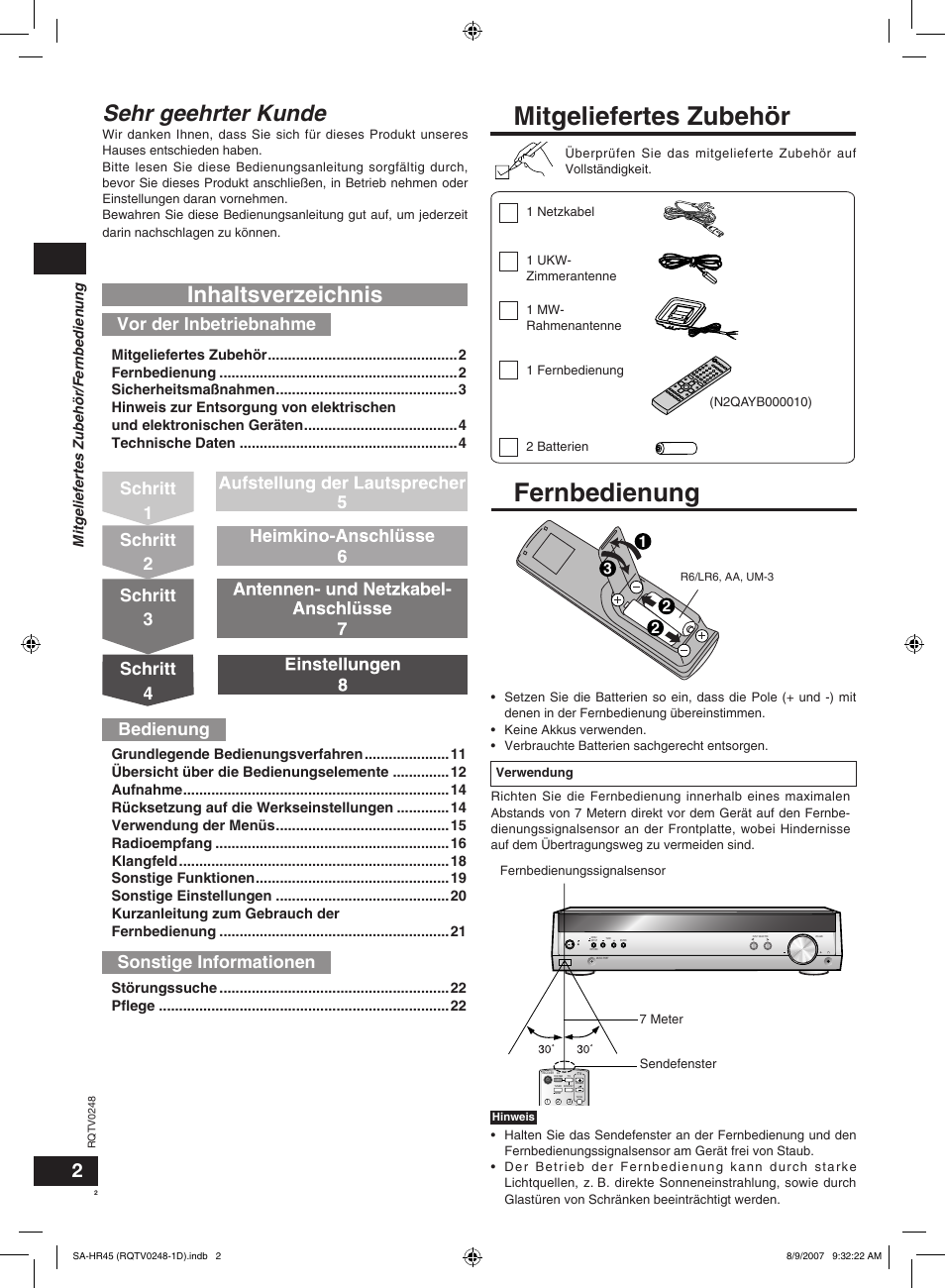 Panasonic SAHR45EG User Manual | Page 2 / 68