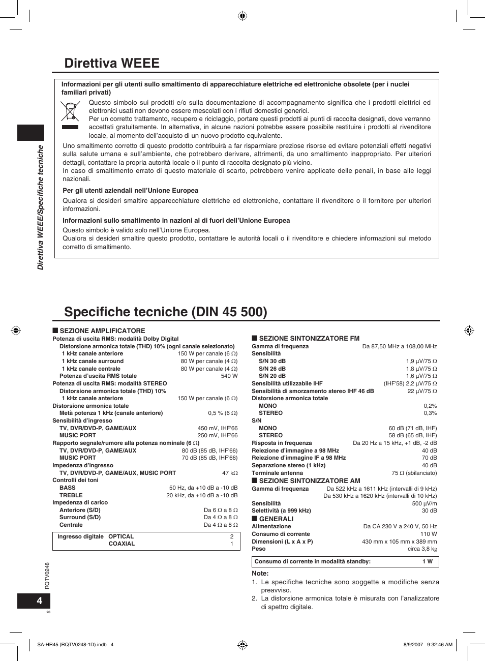 Panasonic SAHR45EG User Manual | Page 26 / 68