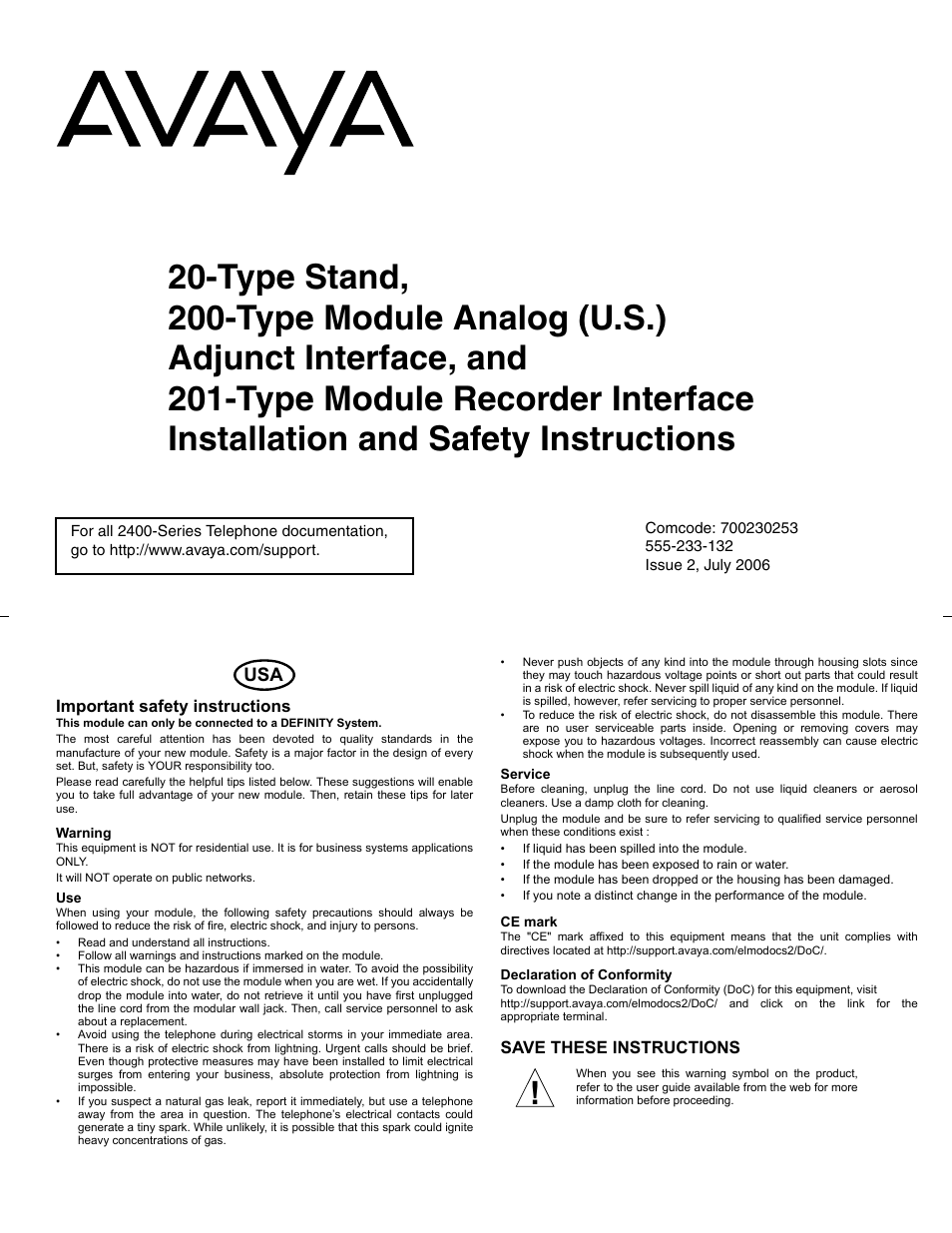 Avaya 700230253 User Manual | 12 pages
