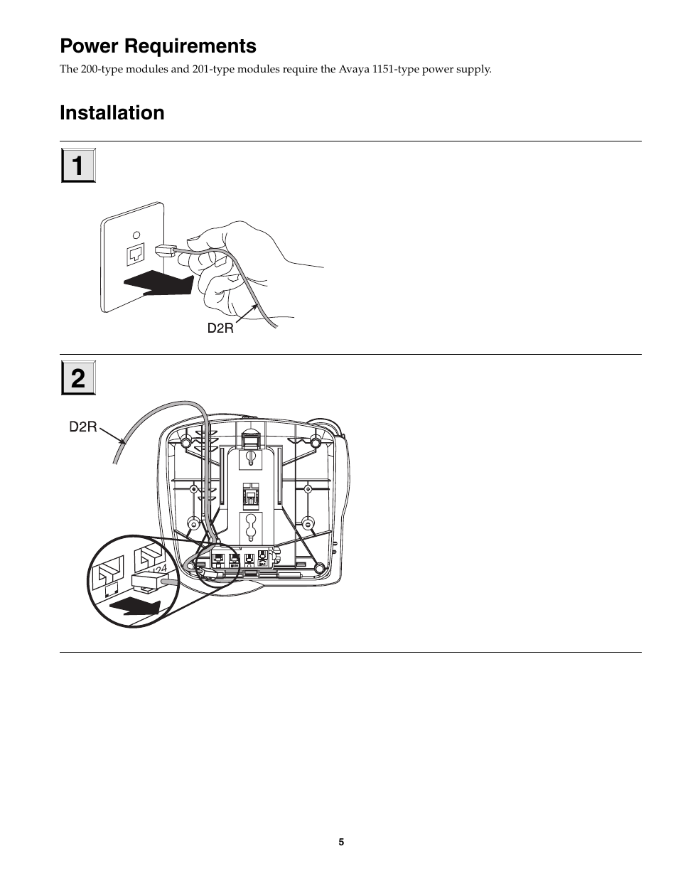 Power requirements, Installation | Avaya 700230253 User Manual | Page 5 / 12