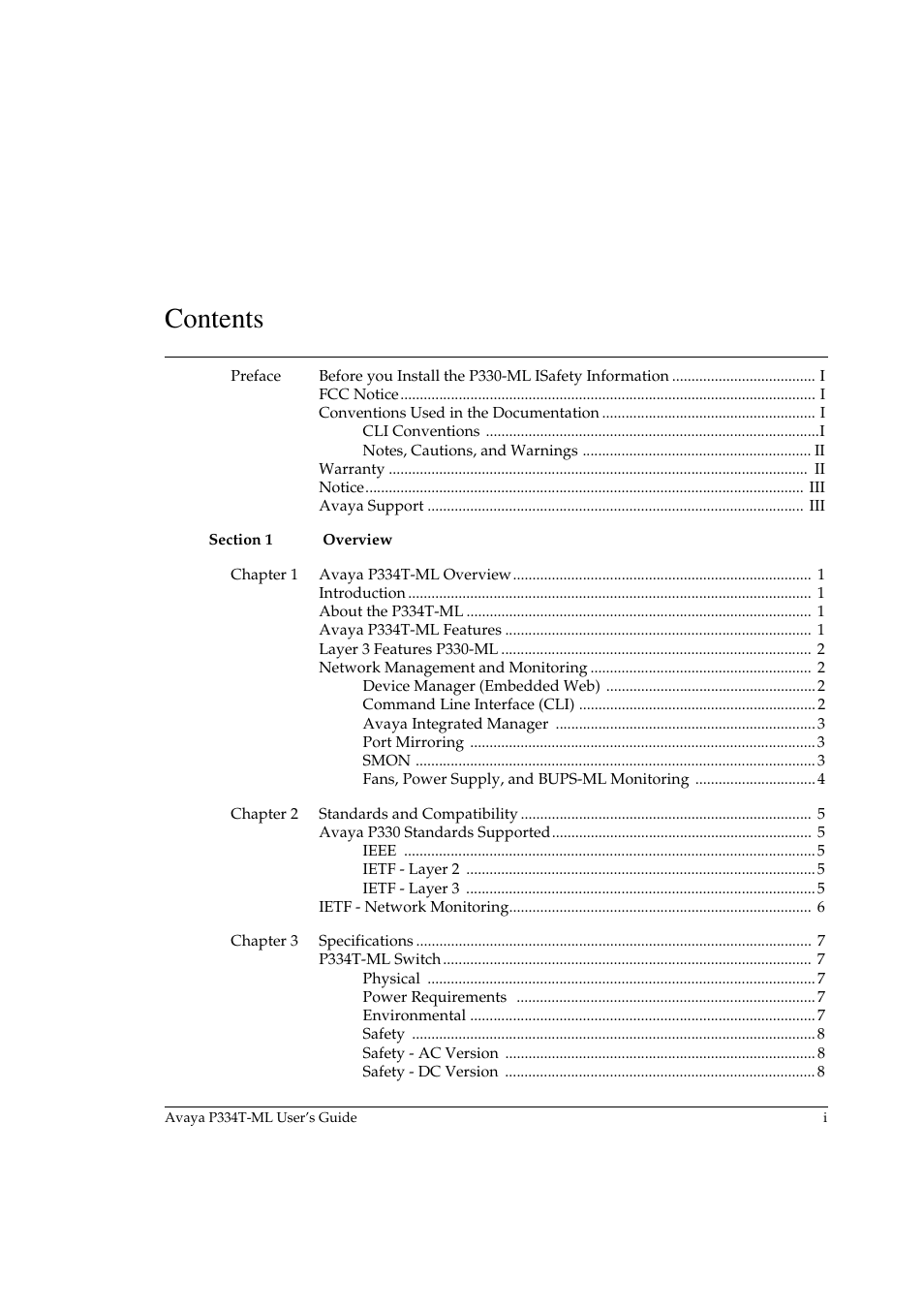 Avaya Stackable Switch P3343T-ML User Manual | Page 3 / 178