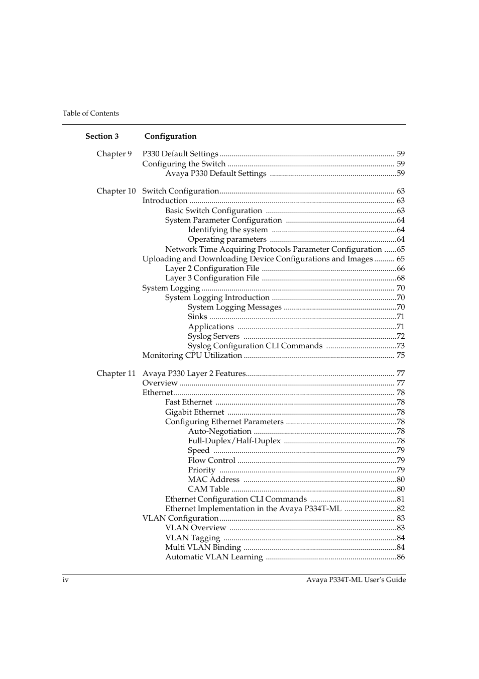 Avaya Stackable Switch P3343T-ML User Manual | Page 6 / 178