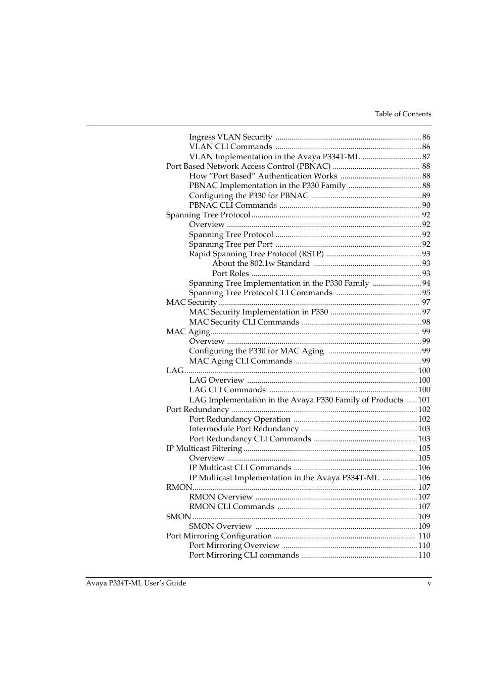 Avaya Stackable Switch P3343T-ML User Manual | Page 7 / 178