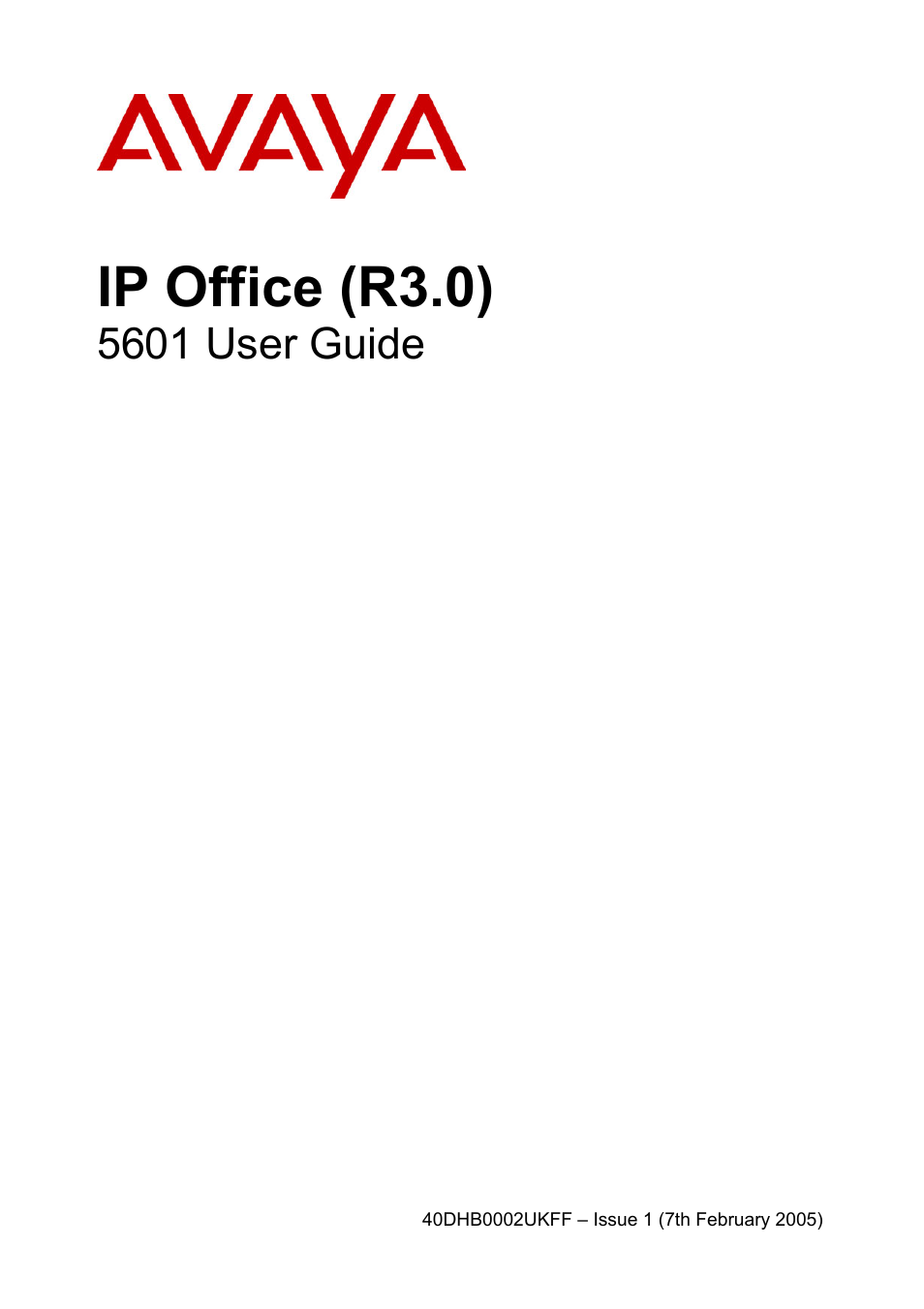 Avaya 5601 User Manual | 10 pages