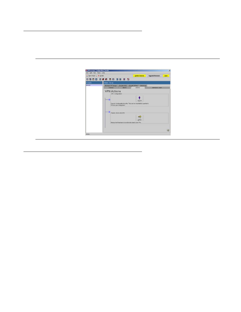Actions tab, Vpn configuration, Export | Avaya 3.7 User Manual | Page 148 / 326