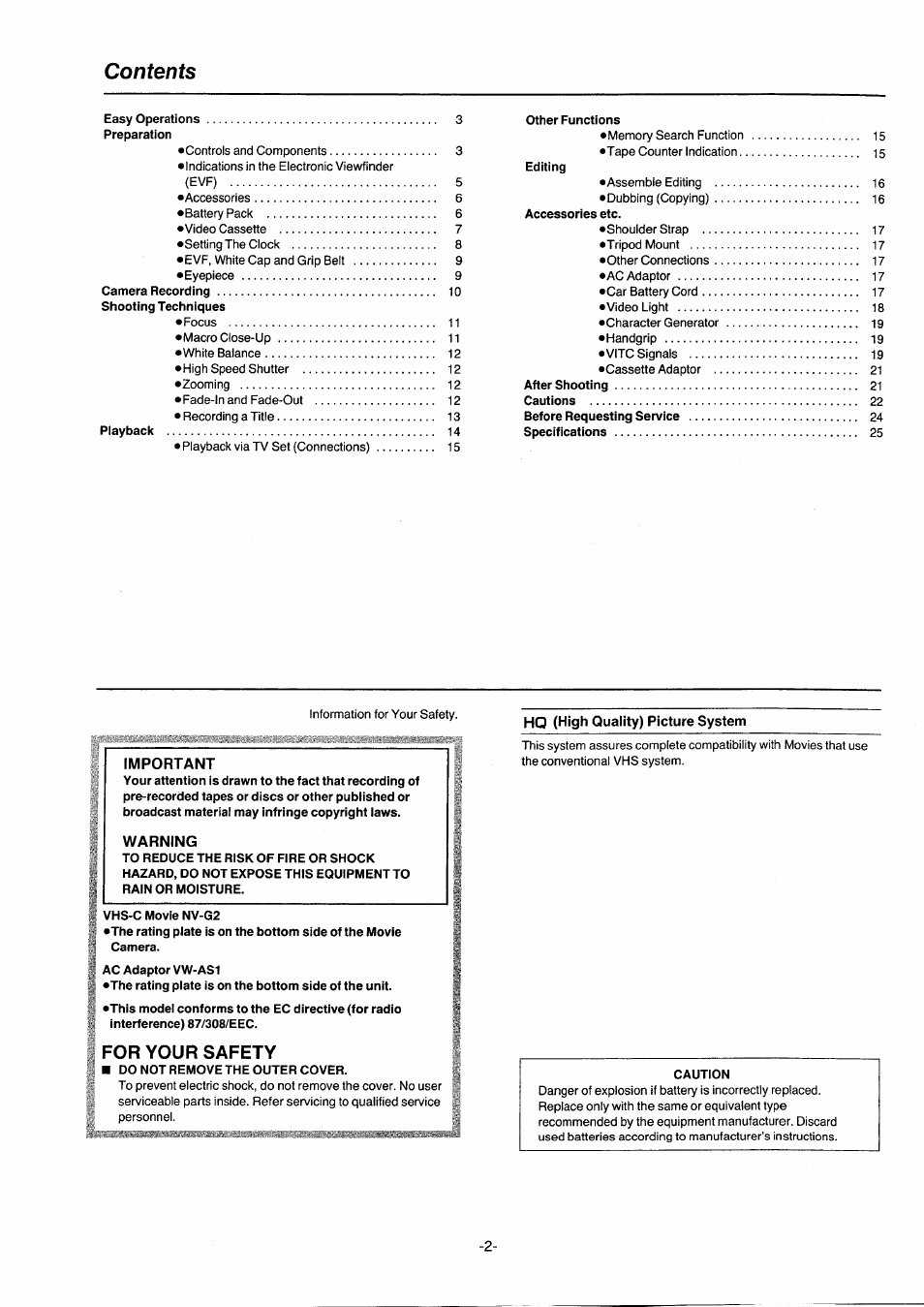 Panasonic NVG2E User Manual | Page 2 / 76