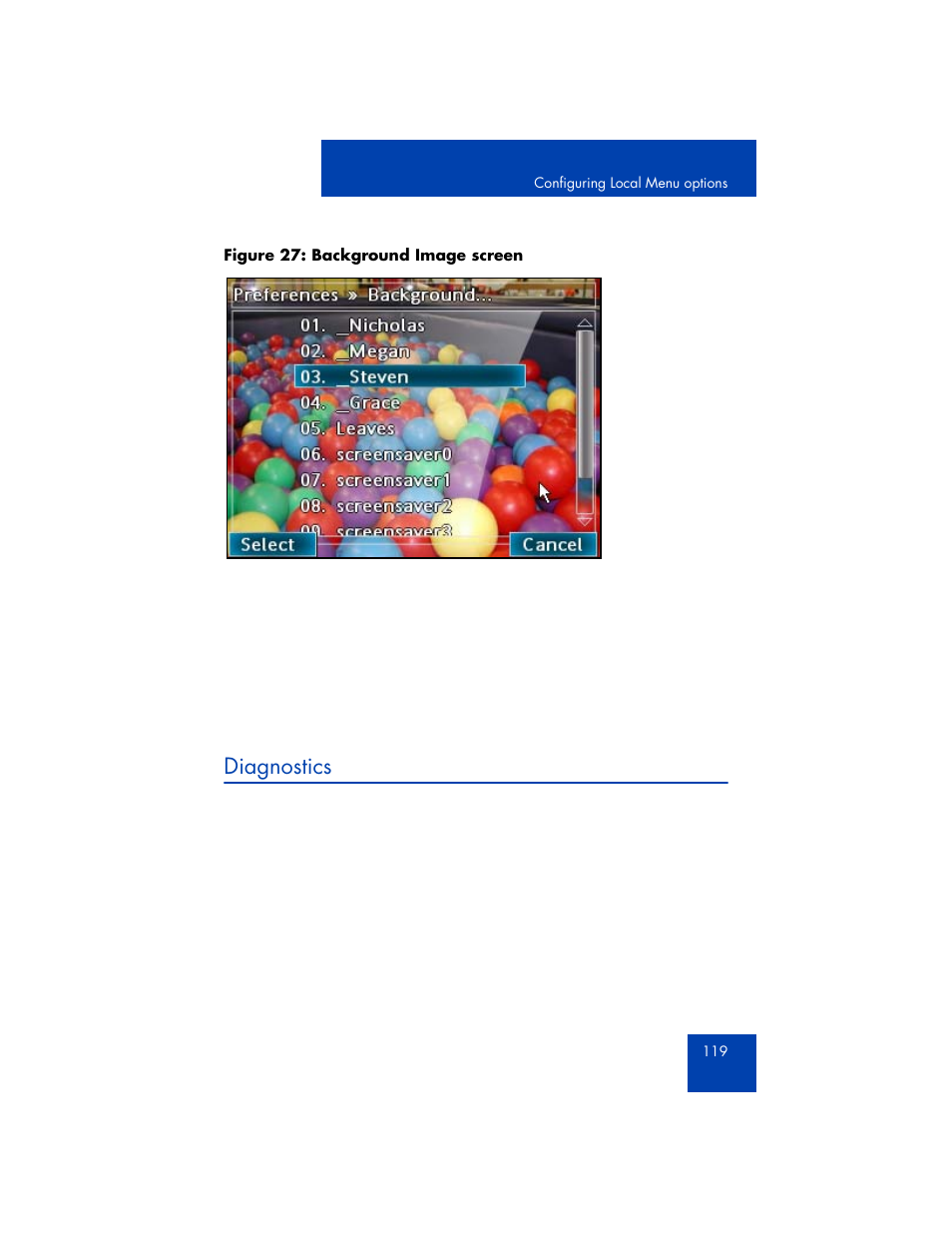Diagnostics | Avaya 1165E User Manual | Page 119 / 260