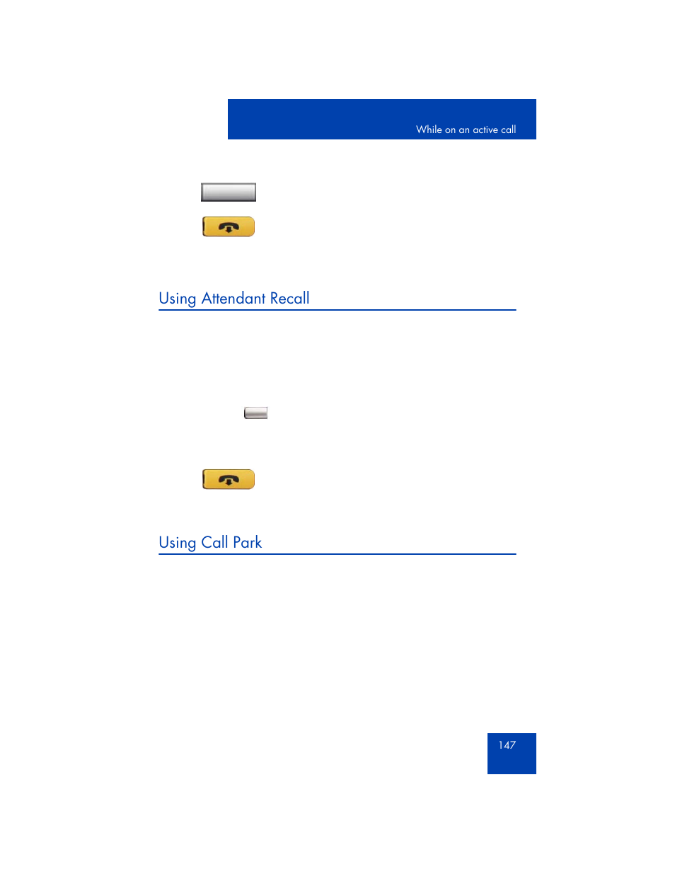 Using attendant recall, Using call park | Avaya 1165E User Manual | Page 147 / 260