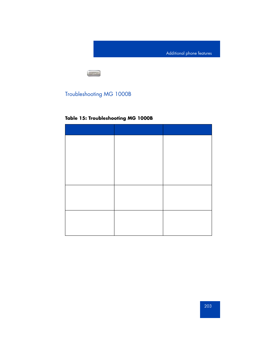 Troubleshooting mg 1000b | Avaya 1165E User Manual | Page 203 / 260