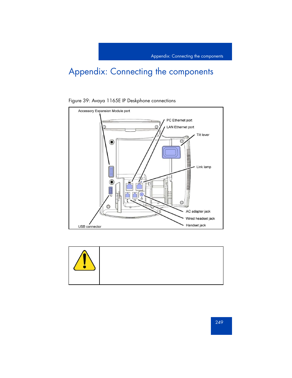 Appendix: connecting the components | Avaya 1165E User Manual | Page 249 / 260