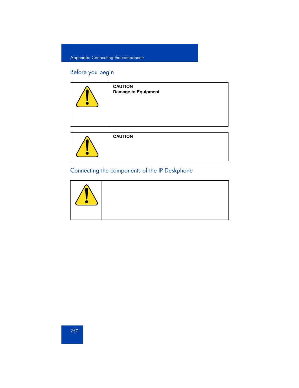 Before you begin, Connecting the components of the ip deskphone | Avaya 1165E User Manual | Page 250 / 260