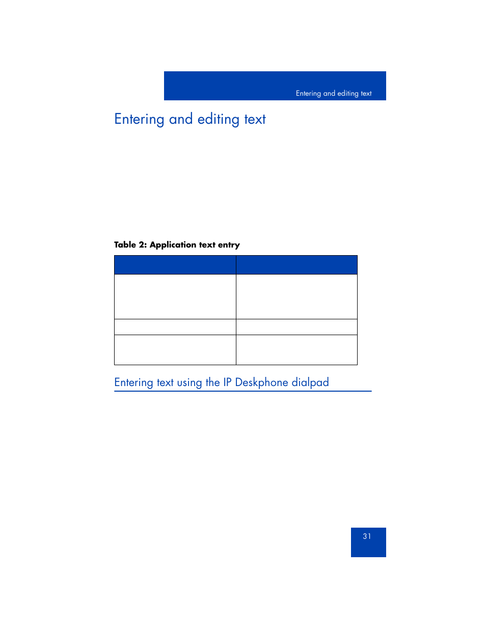 Entering and editing text, Entering text using the ip deskphone dialpad | Avaya 1165E User Manual | Page 31 / 260