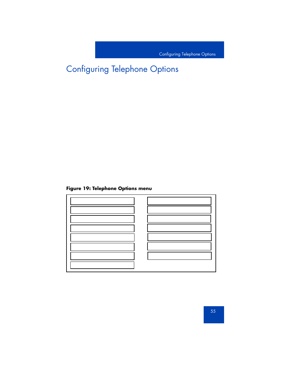 Configuring telephone options | Avaya 1165E User Manual | Page 55 / 260