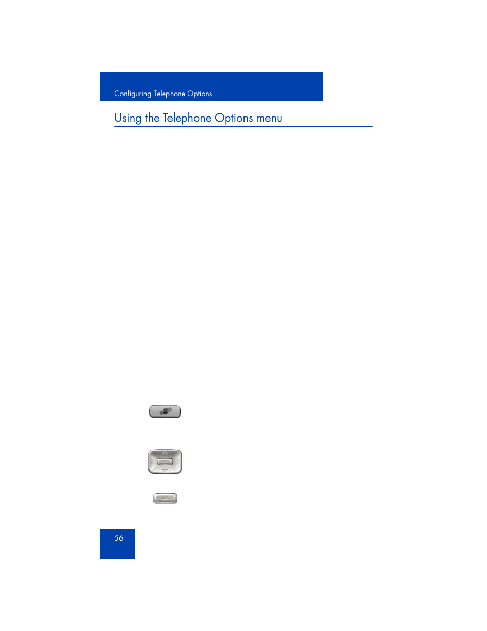 Using the telephone options menu | Avaya 1165E User Manual | Page 56 / 260