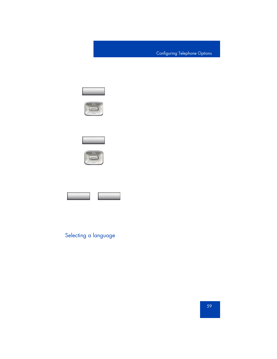 Selecting a language | Avaya 1165E User Manual | Page 59 / 260