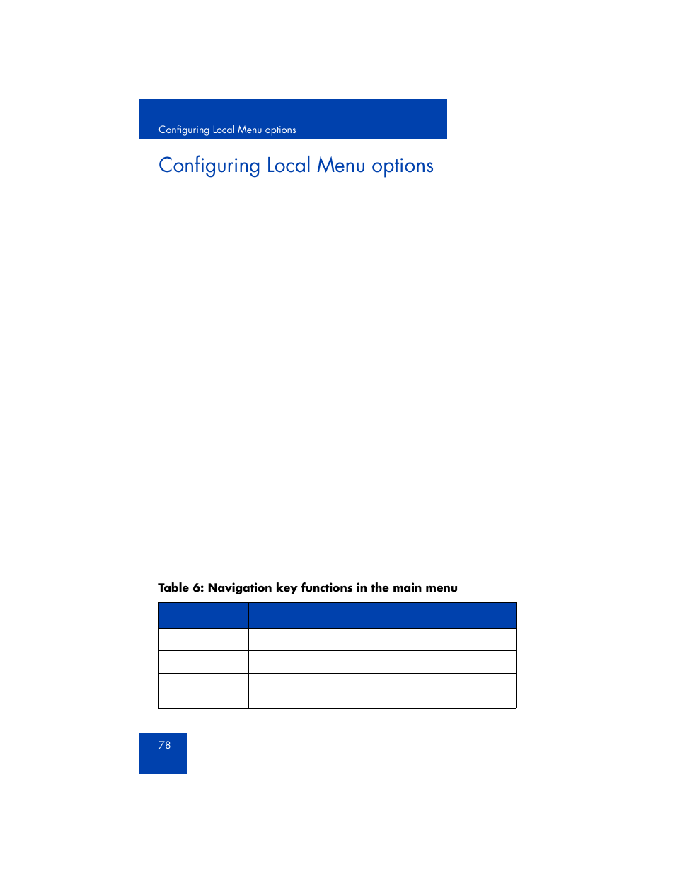 Configuring local menu options | Avaya 1165E User Manual | Page 78 / 260