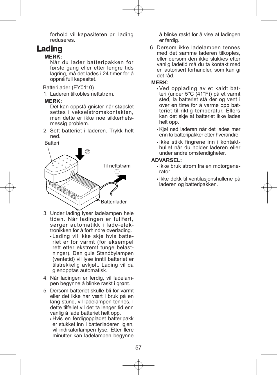 Lading | Panasonic EY6950GQKW User Manual | Page 57 / 68
