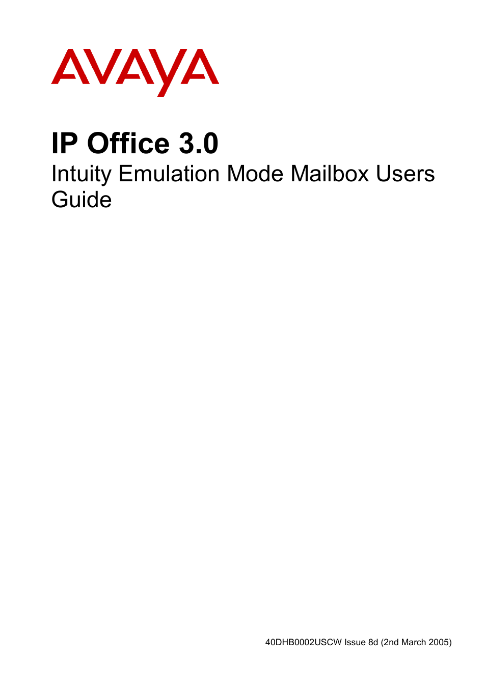 Avaya 40DHB0002USCW User Manual | 32 pages