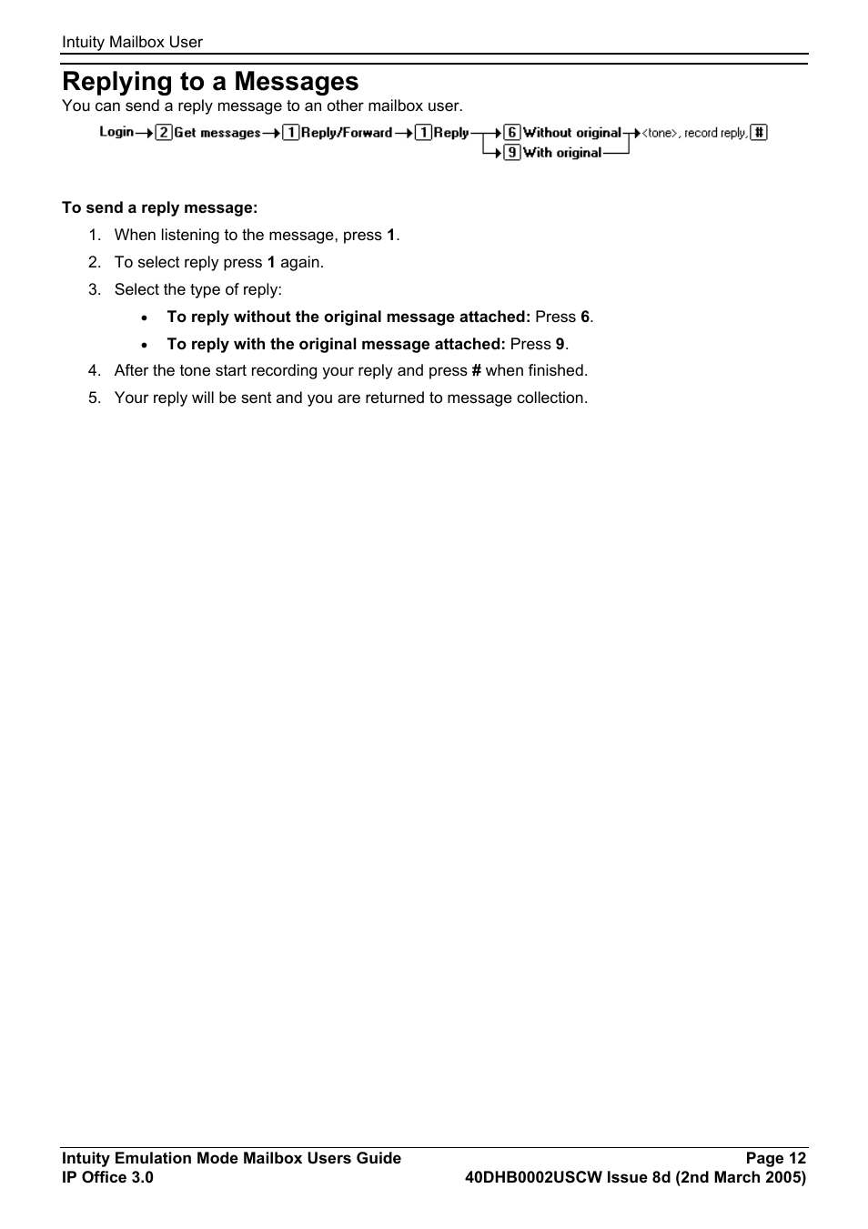 Replying to a messages | Avaya 40DHB0002USCW User Manual | Page 12 / 32