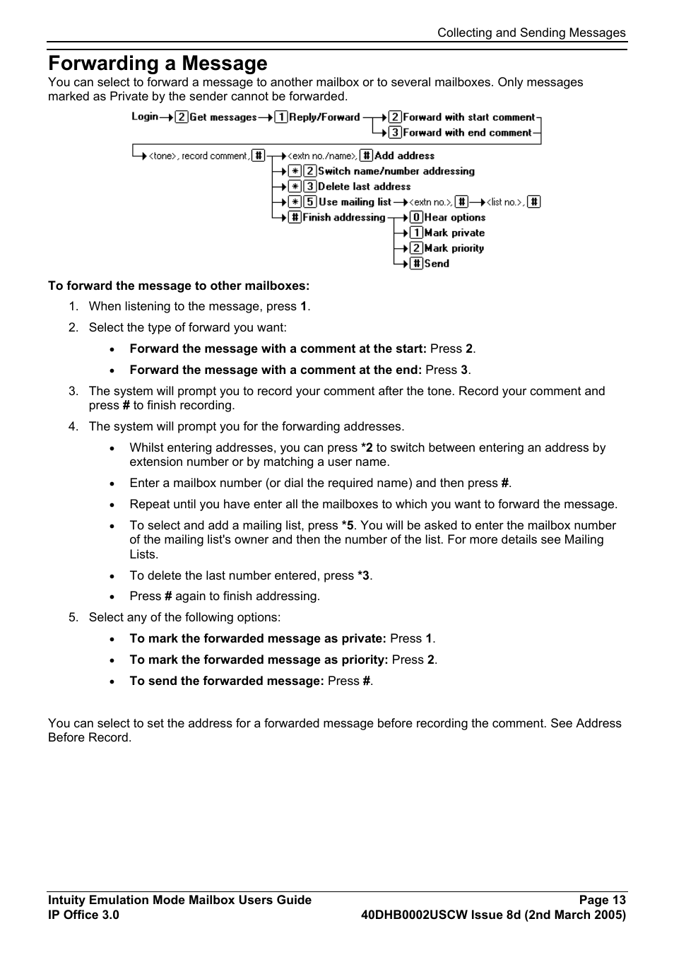 Forwarding a message | Avaya 40DHB0002USCW User Manual | Page 13 / 32