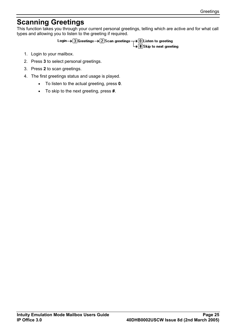 Scanning greetings | Avaya 40DHB0002USCW User Manual | Page 25 / 32