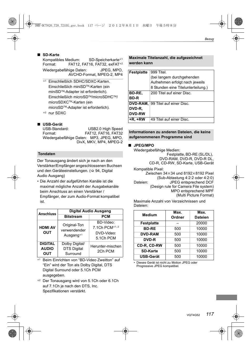 Panasonic DMRBCT720EG User Manual | Page 117 / 128