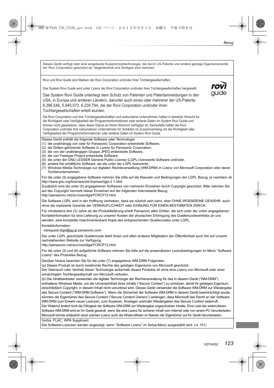 Panasonic DMRBCT720EG User Manual | Page 123 / 128