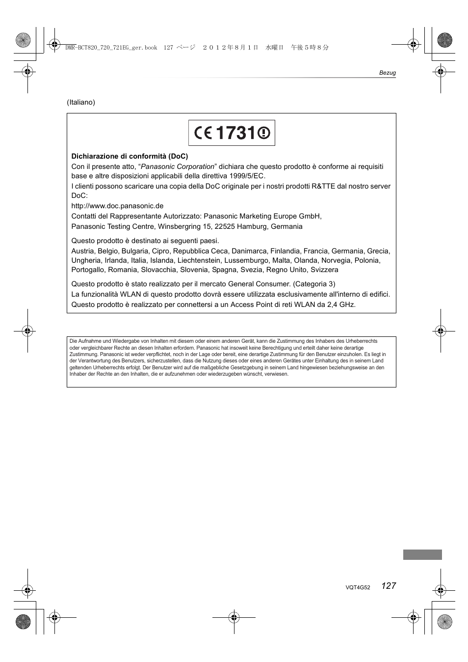 Panasonic DMRBCT720EG User Manual | Page 127 / 128