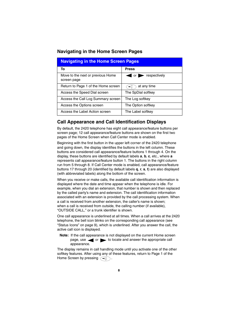 Call appearance and call identification displays | Avaya 555-250-701 User Manual | Page 12 / 56