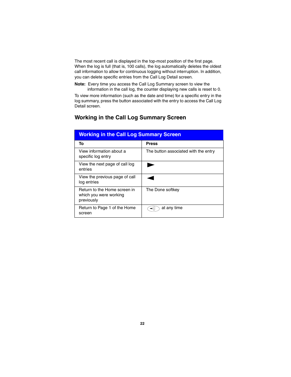 Working in the call log summary screen | Avaya 555-250-701 User Manual | Page 26 / 56