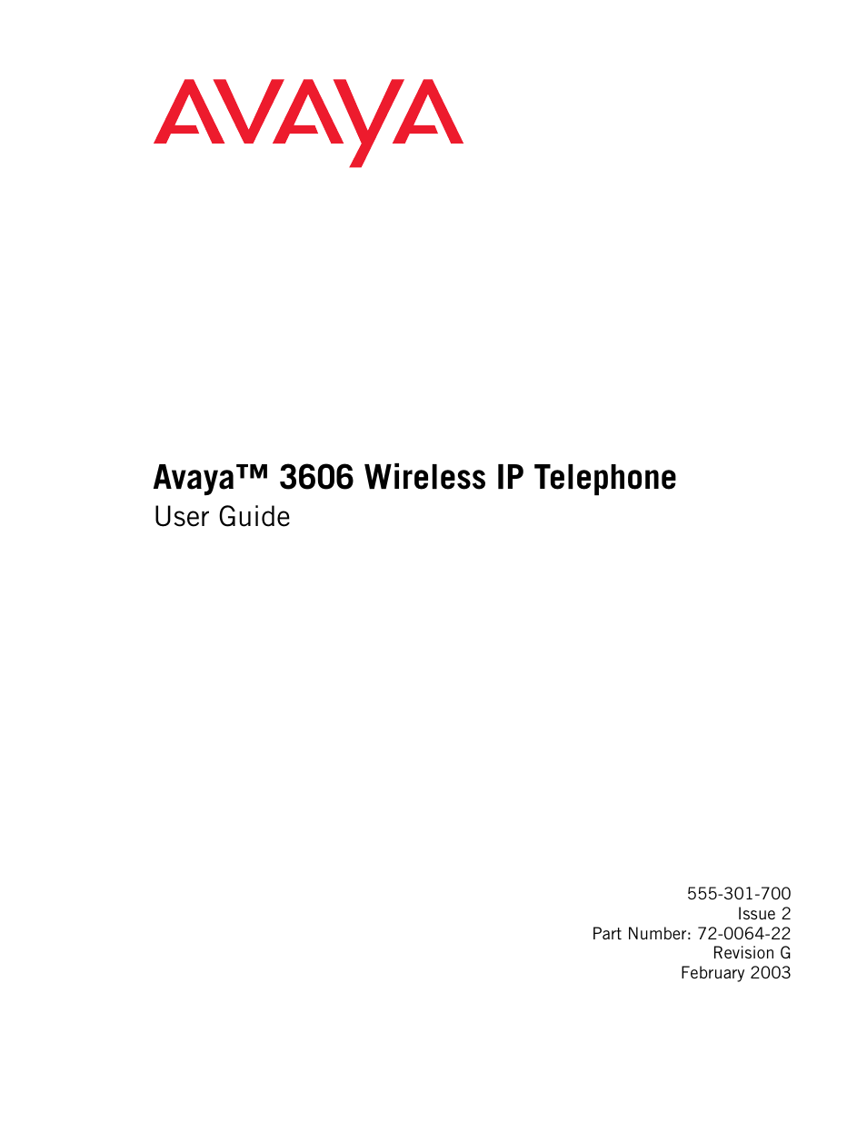 Avaya 3606 User Manual | 16 pages
