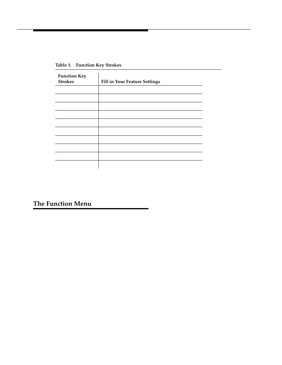 The function menu | Avaya 3606 User Manual | Page 10 / 16