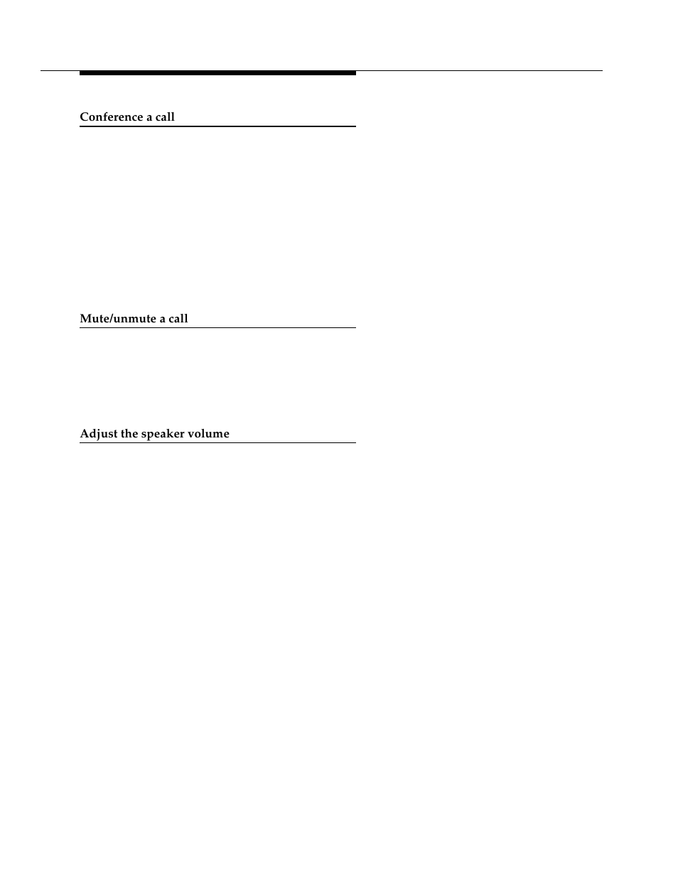 Conference a call, Mute/unmute a call, Adjust the speaker volume | Avaya 3606 User Manual | Page 8 / 16