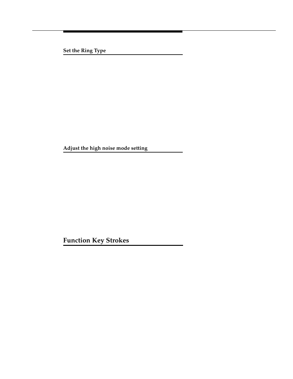 Set the ring type, Adjust the high noise mode setting, Function key strokes | Avaya 3606 User Manual | Page 9 / 16