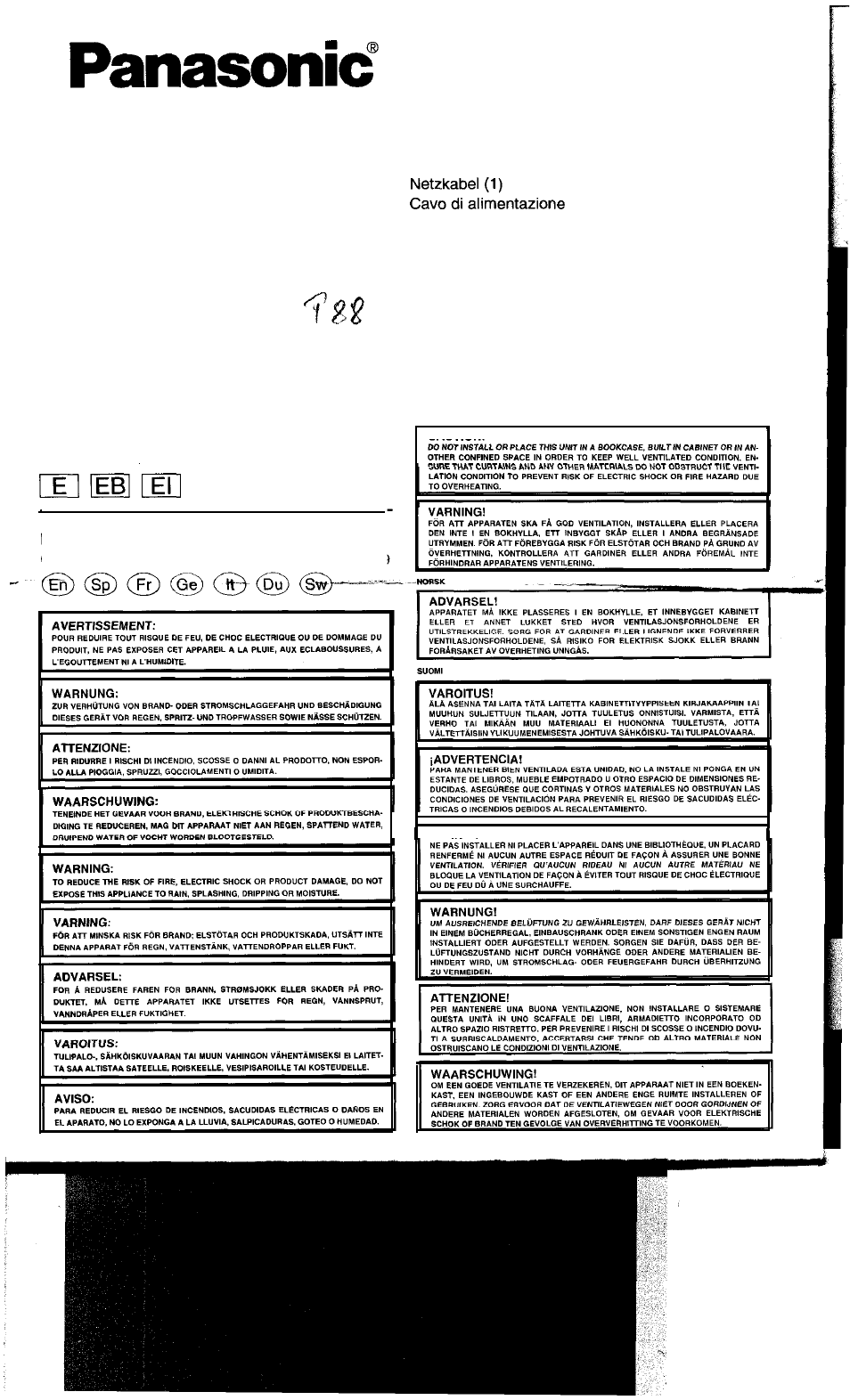 Panasonic RF3500EG User Manual | 7 pages