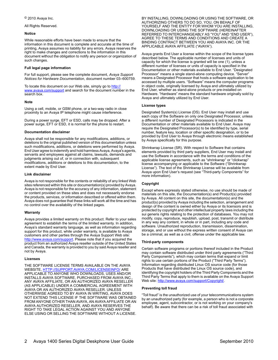 Avaya 1400 Series User Manual | Page 2 / 50