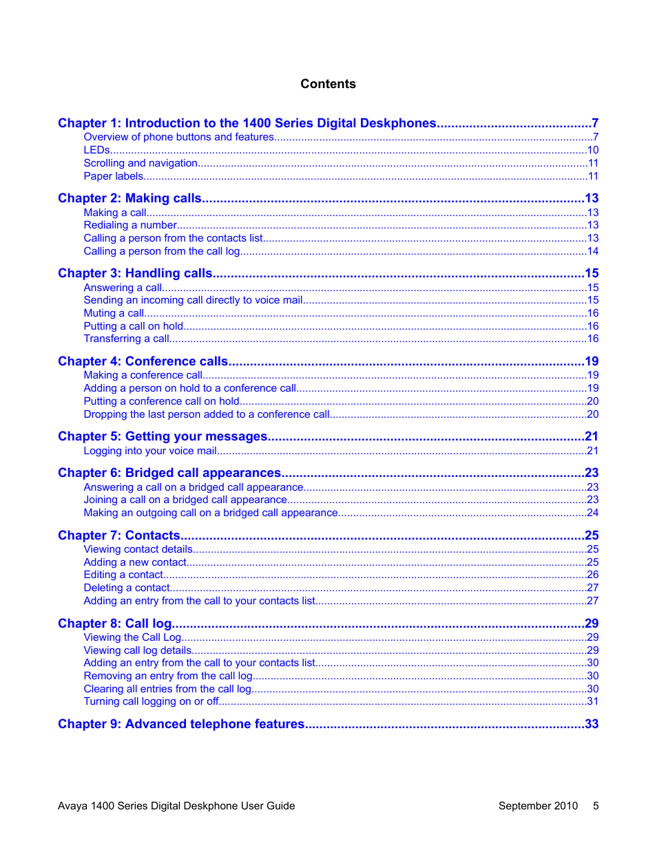 Avaya 1400 Series User Manual | Page 5 / 50