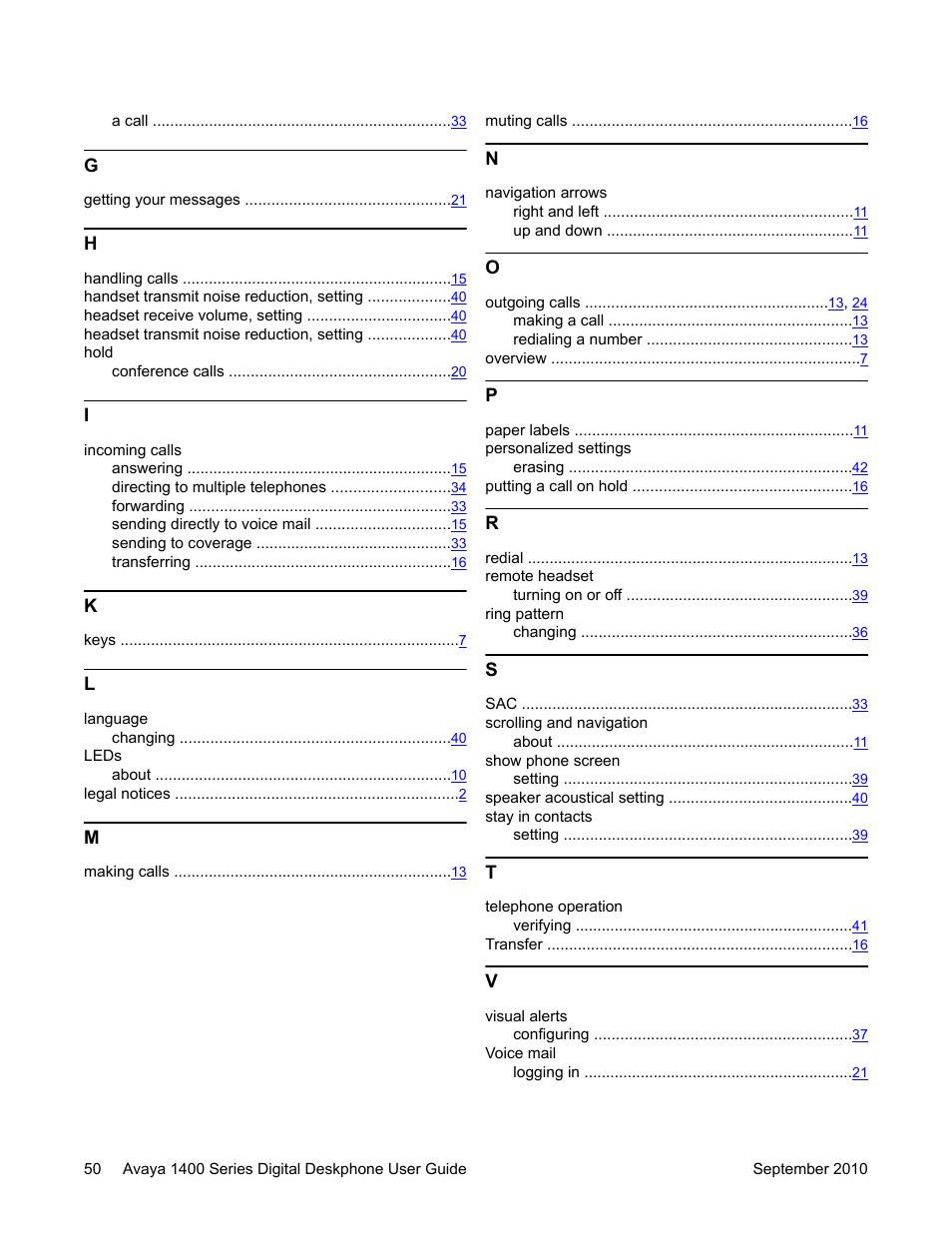 Avaya 1400 Series User Manual | Page 50 / 50