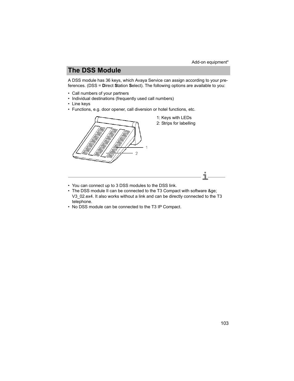 The dss module | Avaya T3 (IP) Compact User Manual | Page 103 / 137