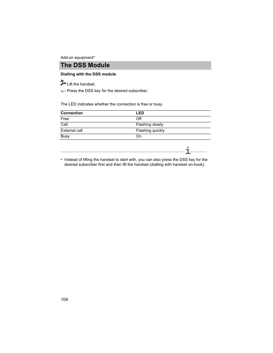 Dialling with the dss module, The dss module | Avaya T3 (IP) Compact User Manual | Page 104 / 137