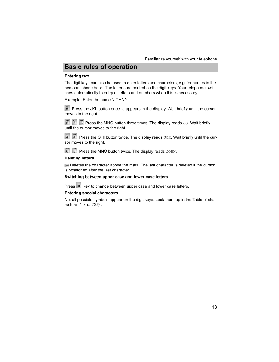 Entering text, Basic rules of operation | Avaya T3 (IP) Compact User Manual | Page 13 / 137